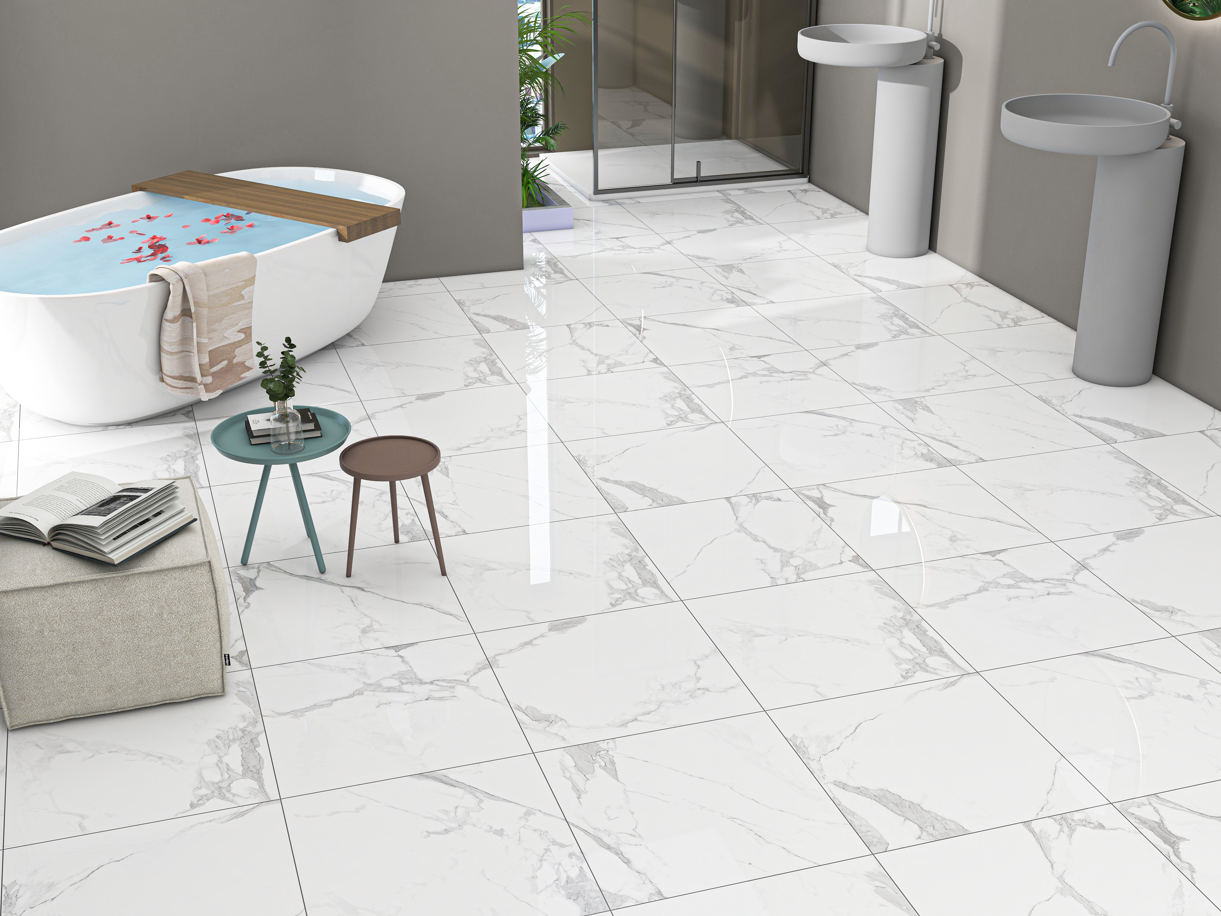 Porcelain Tile 60x60 Aura statuario  (Glossy)