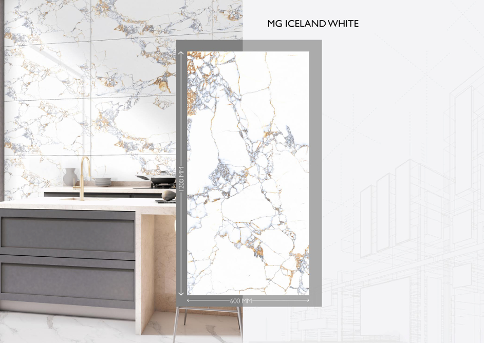 Porcelain Tile 60x120 MG ICELAND WHITE (Glossy)