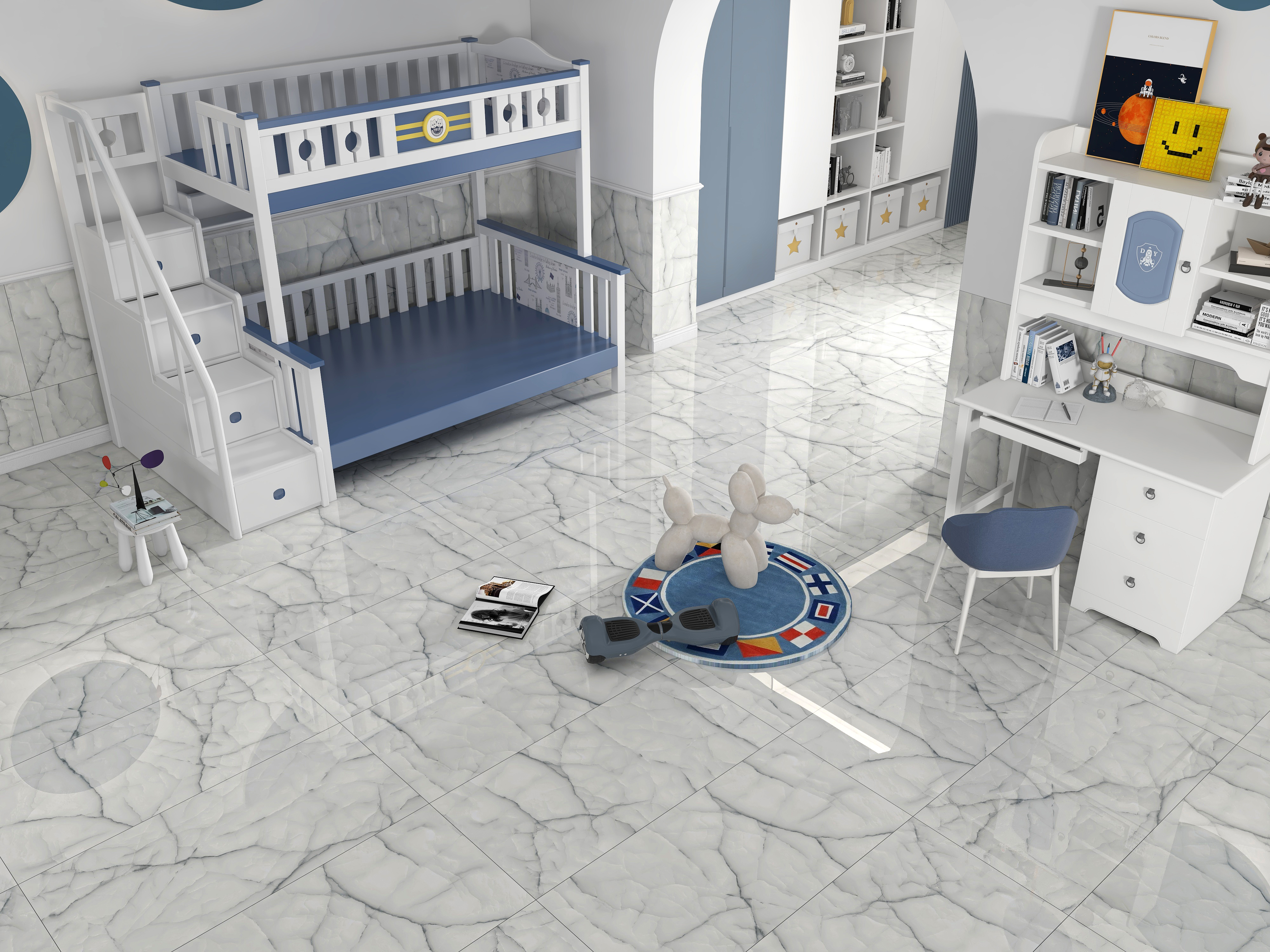 Porcelain Tile 60x120 Thundar Onyx Silver (Glossy)