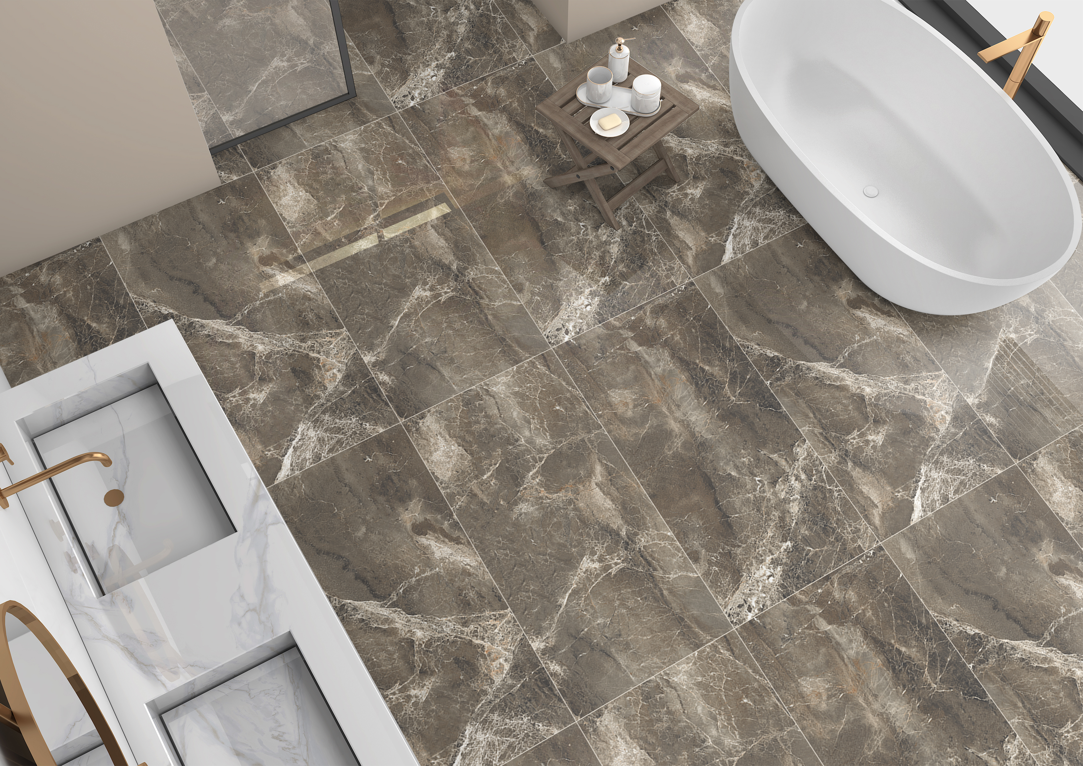 Porcelain Tile 60x120 Rain forest Nero (Glossy)