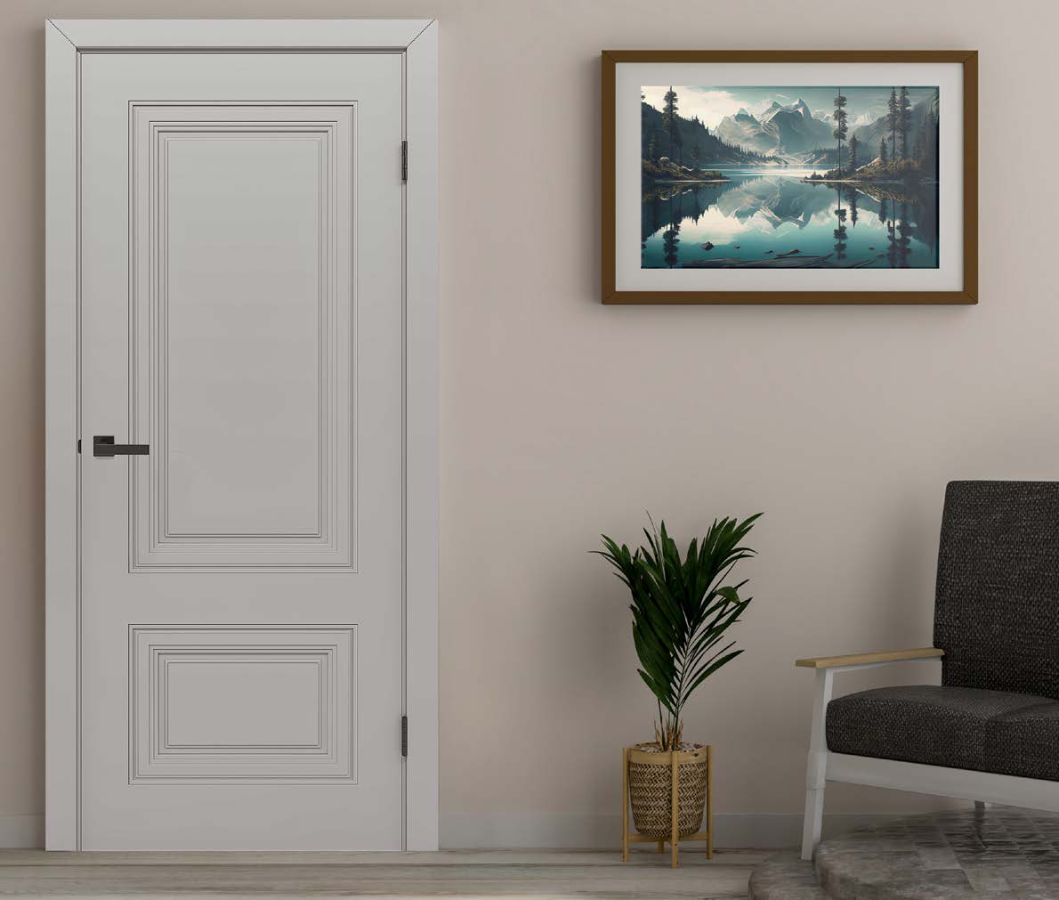 MDF Door  OBA 2 Painted 80x205cm/90x205 (Light Grey) (White) (Vanilla) MDF Door Integral painted 80x205cm/90x205cm (Light Grey) (White) (Vanilla)